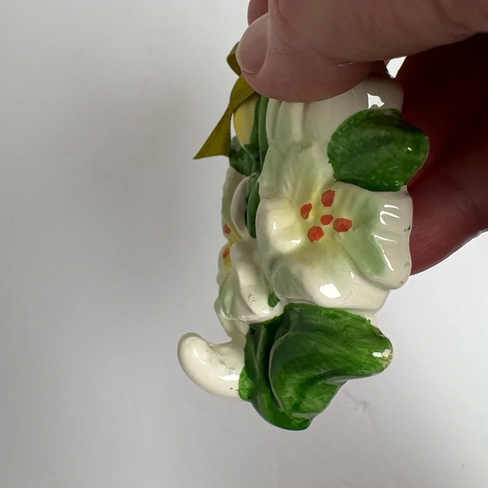 Vintage Floral Ceramic Wall Art Hooks in Original Box